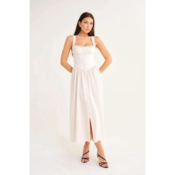 Rumored Dresses & Skirts - Rumored Antonette Midi Dress in Cream, XS